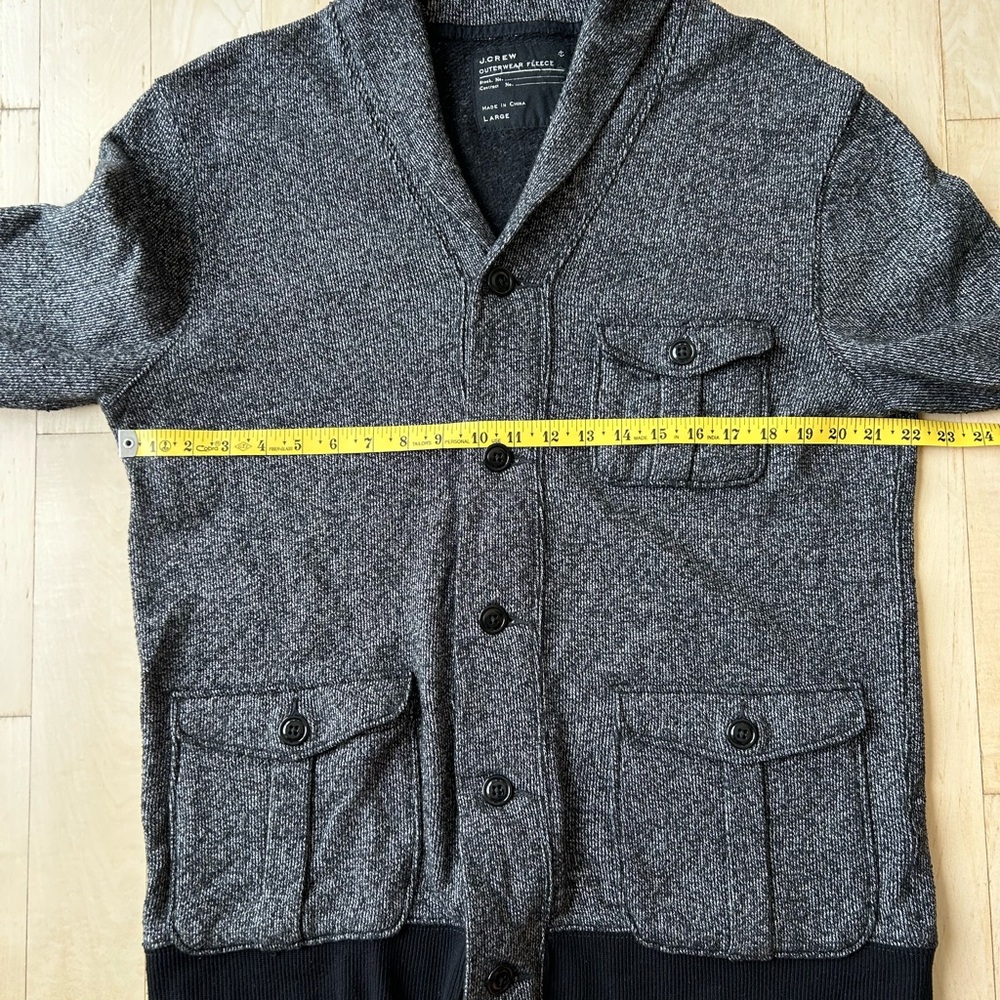 J. Crew Outerwear Fleece Heather Black Men’s Button Front Cardigan Size Large - Picture 4 of 9